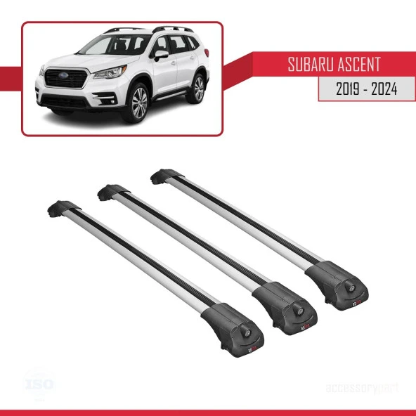 Subaru Ascent 2019 ve Sonrası ile uyumlu ACE-1 Ara Atkı Tavan Barı GRİ 3 ADET BAR
