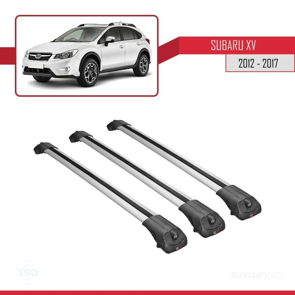 Subaru XV 2012-2017 Arası ile uyumlu ACE-1 Ara Atkı Tavan Barı GRİ 3 ADET BAR - Resim 3