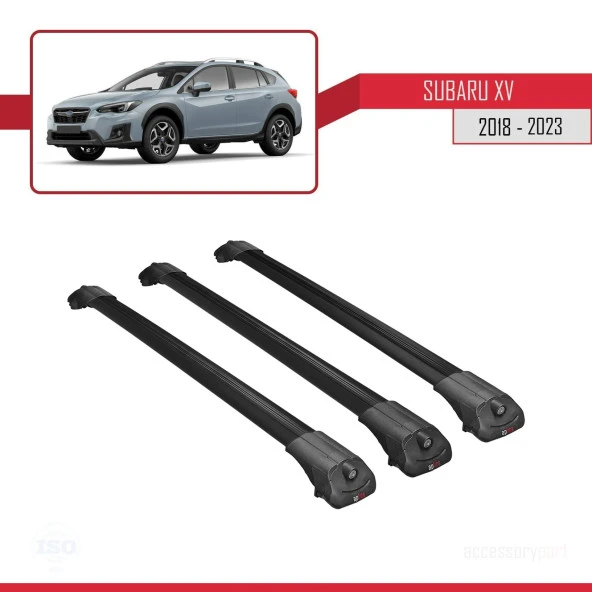 Subaru XV 2018-2021 Arası ile uyumlu ACE-1 Ara Atkı Tavan Barı SİYAH 3 ADET BAR - Resim 3