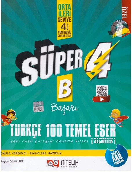 NİTELİK 4.SINIF SÜPER TÜRKÇE 100 TEMEL ESER ürün görseli 1