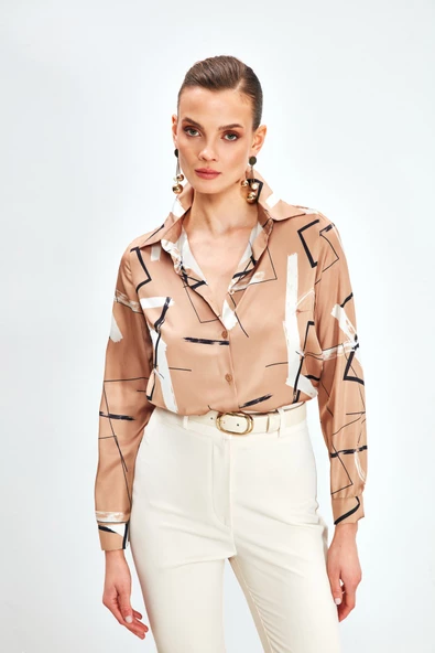 Yırtmaçlı Salaş Gömlek - CAMEL ürün görseli