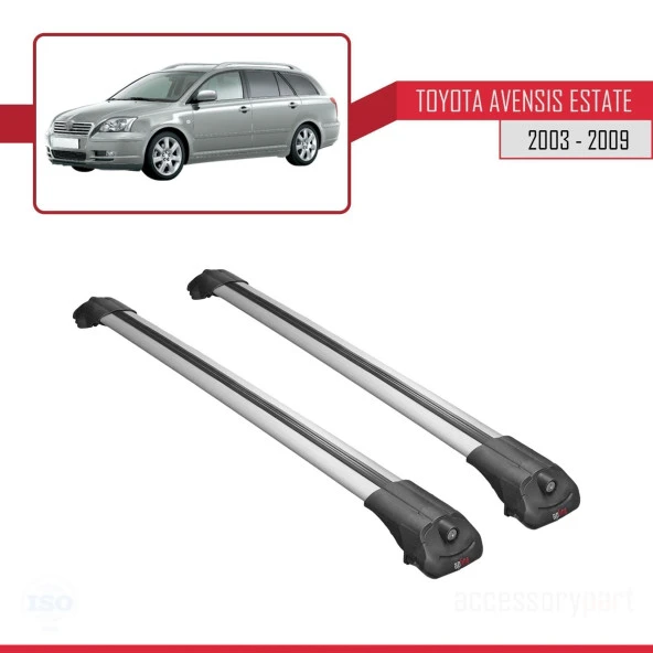 Toyota Avensis SW 2003-2009 Arası ile uyumlu ACE-1 Ara Atkı Tavan Barı GRİ - Resim 3