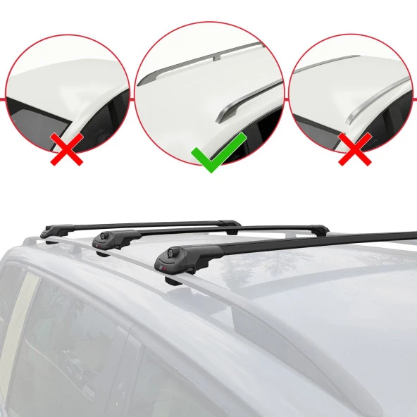 Toyota Corolla Verso (AR10) 2002-2003 Arası ile uyumlu ACE-1 Ara Atkı Tavan Barı SİYAH 3 ADET BAR
