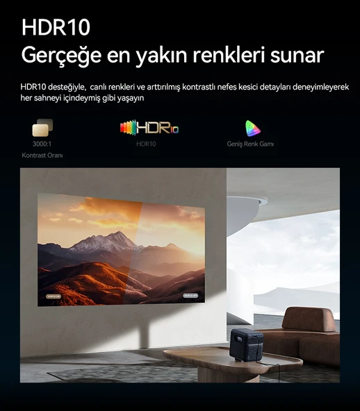 Wanbo Mozart 1 Pro Akıllı Projeksiyon Cihazı - 1200 ANSI, Google TV, HDR, MEMC, Lisanslı - 2025 Yeni Versiyon - 4