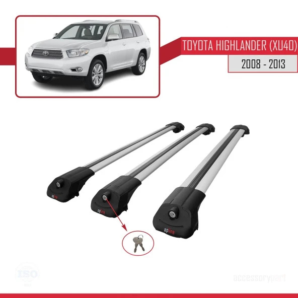 Toyota Highlander (XU40) 2008-2013 Arası ile uyumlu ACE-1 Ara Atkı Tavan Barı GRİ 3 ADET BAR - Resim 4