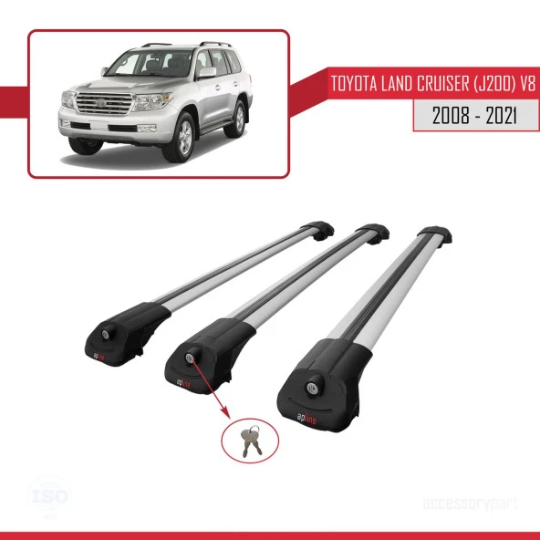 Toyota Land Cruiser (J200) V8 2008-2021 Arası ile uyumlu ACE-1 Ara Atkı Tavan Barı GRİ 3 ADET BAR - Resim 2