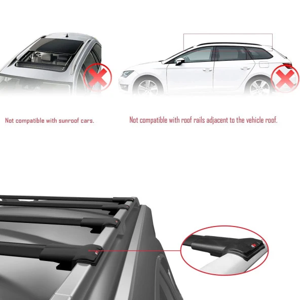 Toyota Proace 2016 ve Sonrası ile uyumlu FLY Model Ara Atkı Tavan Barı SİYAH 4 ADET BAR