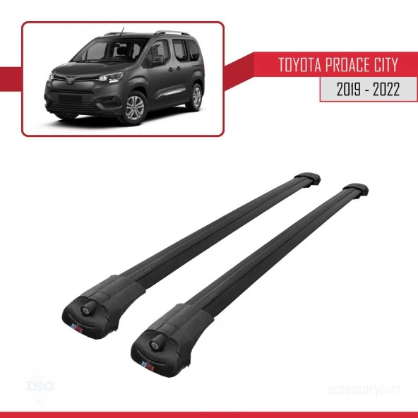 Toyota Proace City 2019-2022 Arası ile uyumlu ACE-1 Ara Atkı Tavan Barı SİYAH - Resim 3