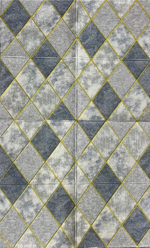 Renkli Duvarlar 70x70cm 1 Adet Yapışkanlı 3D Modern Baklava Gold Desenli Salon Mutfak Duvar Kağıdı Paneli NW157 - 2