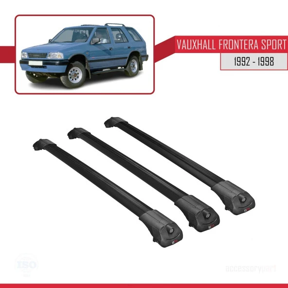 Vauxhall Frontera Sport 1992-1998 Arası ile uyumlu ACE-1 Ara Atkı Tavan Barı SİYAH 3 ADET BAR - Resim 3