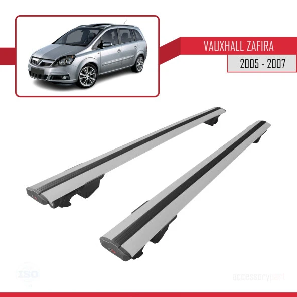 Vauxhall Zafira 2005-2007 Arası ile uyumlu HOOK Model Anahtar Kilitli Ara Atkı Tavan Barı GRİ - Resim 4