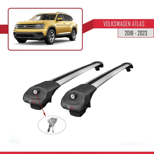 Volkswagen Atlas 2018-2023 ile uyumlu ACE-1 Ara Atkı Tavan Barı GRİ - Resim 3