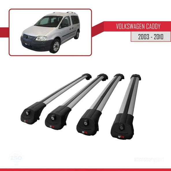 Volkswagen Caddy 2003-2010 Arası ile uyumlu ACE-1 Ara Atkı Tavan Barı GRİ 4 ADET BAR - Resim 4