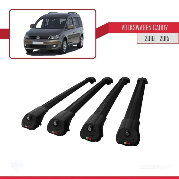 Volkswagen Caddy 2010-2015 Arası ile uyumlu ACE-1 Ara Atkı Tavan Barı SİYAH 4 ADET BAR - Resim 4