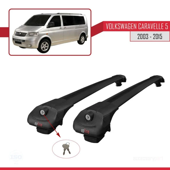 Volkswagen Caravelle (T5) 2003-2015 Arası ile uyumlu ACE-1 Ara Atkı Tavan Barı SİYAH - 4