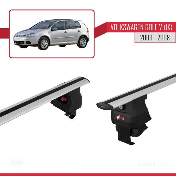 Volkswagen Golf V (1K) 2003-2008 Arası ile uyumlu ACE-4 Ara Atkı Tavan Barı GRİ - Resim 3