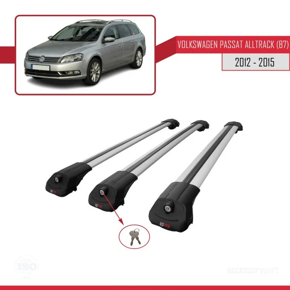 Volkswagen Passat Alltrack (B7) 2012-2015 Arası ile uyumlu ACE-1 Ara Atkı Tavan Barı GRİ 3 ADET BAR - Resim 4