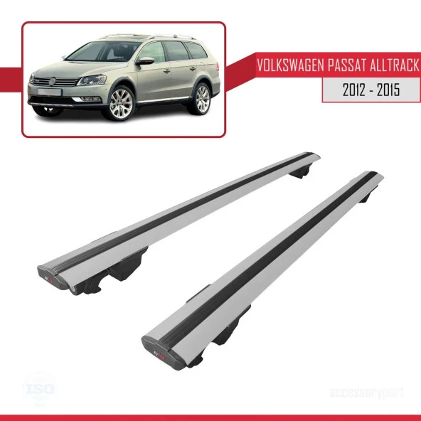 Volkswagen Passat ALLTRACK 2012-2015 Arası ile uyumlu HOOK Model Anahtar Kilitli Ara Atkı Tavan Barı GRİ - Resim 4
