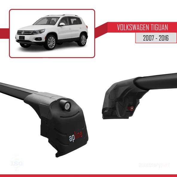 Volkswagen Tiguan 2007-2016 Arası ile uyumlu ACE-2 Ara Atkı Tavan Barı SİYAH - Resim 3