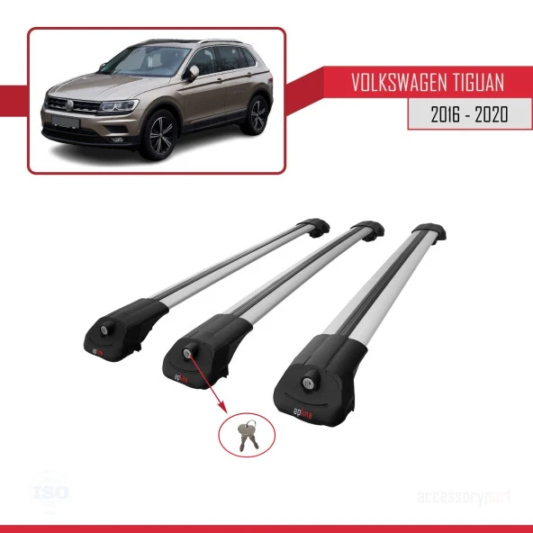 Volkswagen Tiguan 2016-2020 Arası ile uyumlu ACE-1 Ara Atkı Tavan Barı GRİ 3 ADET BAR - Resim 4