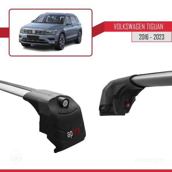 Volkswagen Tiguan 2016-2023 Arası ile uyumlu ACE-2 Ara Atkı Tavan Barı GRİ - 4