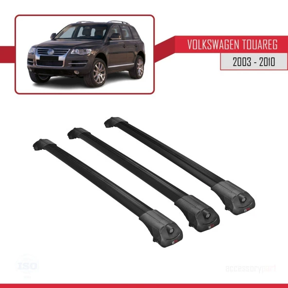 Volkswagen Touareg 2003-2010 Arası ile uyumlu ACE-1 Ara Atkı Tavan Barı SİYAH 3 ADET BAR - Resim 3