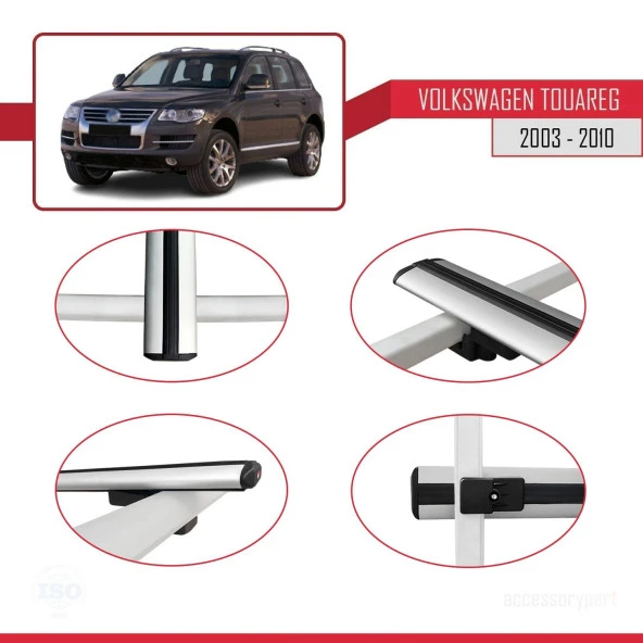 Volkswagen Touareg 2003-2010 Arası ile uyumlu Basic Model Ara Atkı Tavan Barı GRİ 3 ADET - Resim 4