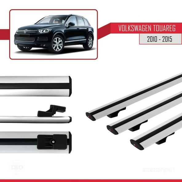 Volkswagen Touareg 2010-2015 Arası ile uyumlu Basic Model Ara Atkı Tavan Barı GRİ 3 ADET - Resim 3