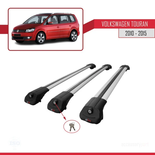 Volkswagen Touran CROSS 2010-2015 Arası ile uyumlu ACE-1 Ara Atkı Tavan Barı GRİ 3 ADET BAR - Resim 4