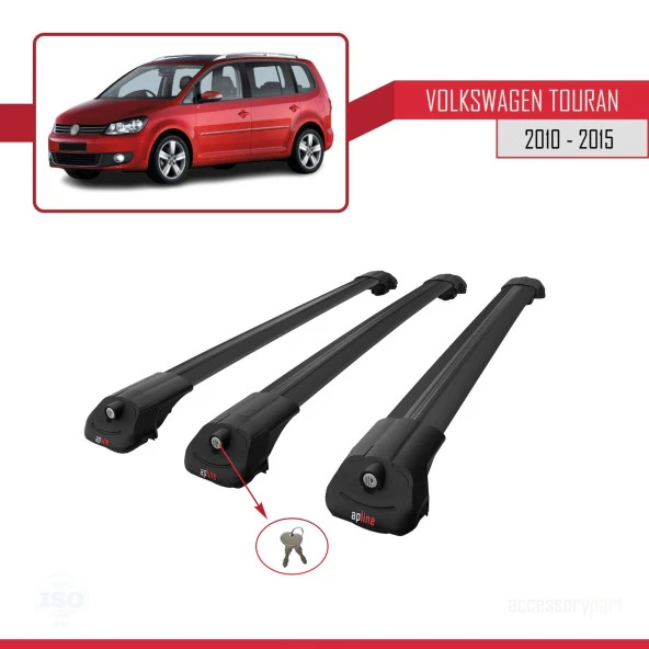 Volkswagen Touran 2010-2015 Arası ile uyumlu ACE-1 Ara Atkı Tavan Barı SİYAH 3 ADET BAR - Resim 4