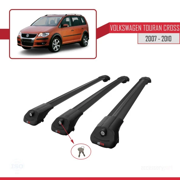 Volkswagen Touran CROSS 2007-2010 Arası ile uyumlu ACE-1 Ara Atkı Tavan Barı SİYAH 3 ADET BAR - Resim 4