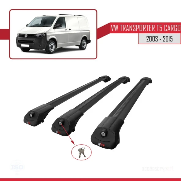 Volkswagen Transporter (T5) 2003-2015 Arası ile uyumlu ACE-1 Ara Atkı Tavan Barı SİYAH 3 ADET BAR - Resim 4