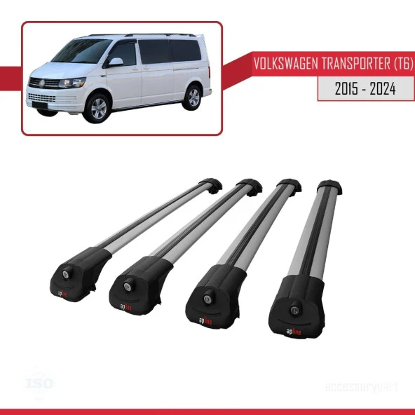 Volkswagen Transporter (T6) 2015 ve Sonrası ile uyumlu ACE-1 Ara Atkı Tavan Barı GRİ 4 ADET BAR - Resim 4