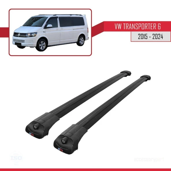 Volkswagen Transporter (T6) 2015 ve Sonrası ile uyumlu ACE-1 Ara Atkı Tavan Barı SİYAH - Resim 3