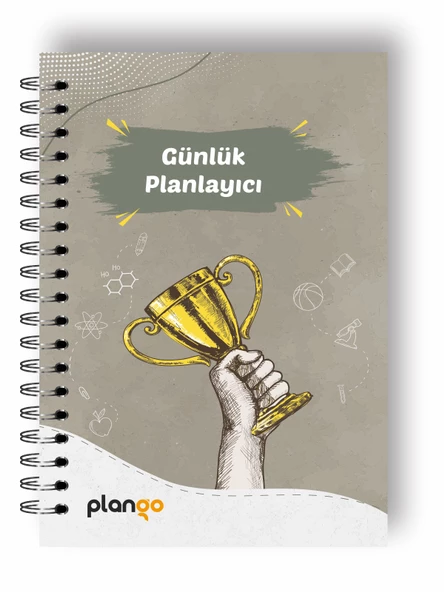 Gri Kupa Günlük Planlayıcı Defter - Ders Çalışma Planlayıcı Defteri - Planlama Defteri