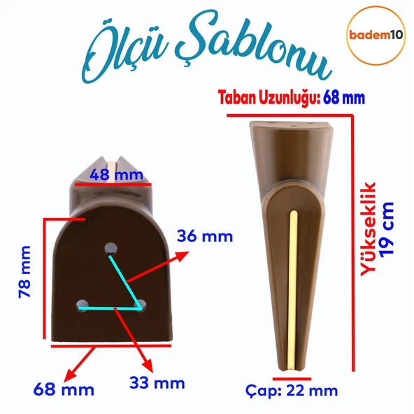 Nota Mobilya Kanepe Tv Ünitesi Konsol Koltuk Ayağı Ayakları Ahşap Desenli Kahverengi Ceviz 19 Cm - Resim 2
