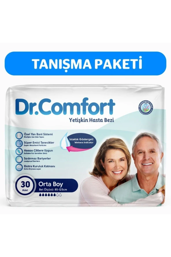 Dr. Comfort Yetişkin Belbantlı Medium Hasta Bezi 30'lu