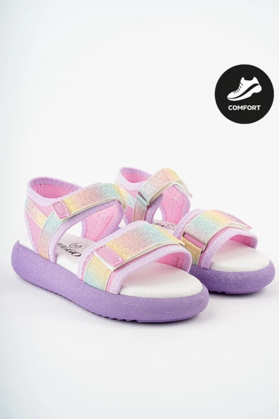 Muggo CRUZ Garantili Günlük Ortopedik Hafif Taban Simli ve Cırtlı Kız Çocuk Sandalet - 5