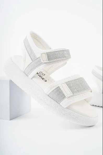 Muggo CRUZ Garantili Günlük Ortopedik Hafif Taban Simli ve Cırtlı Kız Çocuk Sandalet - 2