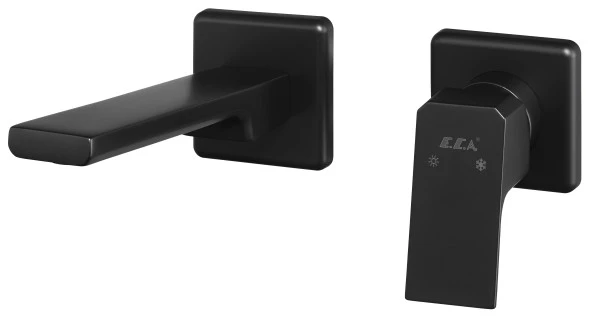 ECA Tiera Ankastre Lavabo Bataryası Sıva Üstü Ve Sıva Altı Grubu Çift Rozet Mat Siyah - Resim 2