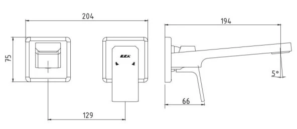 ECA Tiera Ankastre Lavabo Bataryası Sıva Üstü Ve Sıva Altı Grubu Çift Rozet Mat Siyah - Resim 5