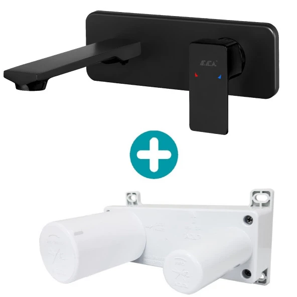 ECA Royal Ankastre Lavabo Bataryası Sıva Üstü Ve Sıva Altı Grubu Tek Rozet Mat Siyah ürün görseli