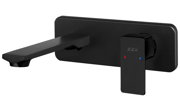 ECA Royal Ankastre Lavabo Bataryası Sıva Üstü Ve Sıva Altı Grubu Tek Rozet Mat Siyah - Resim 2