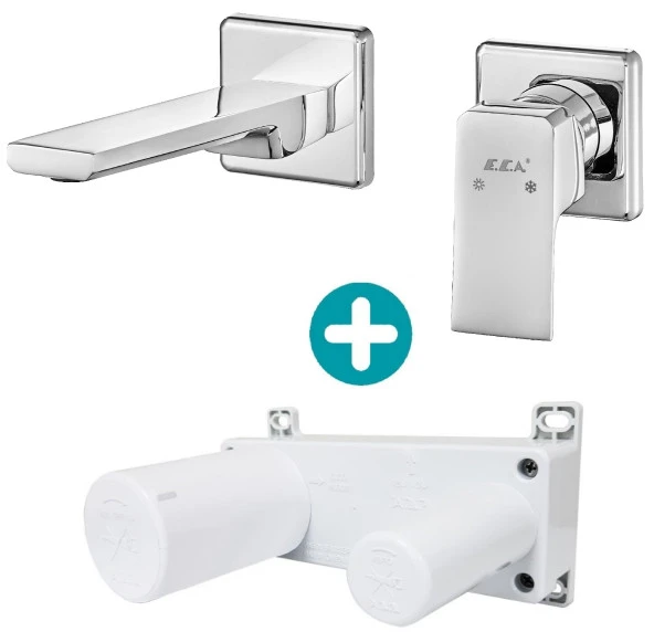 ECA Tiera Ankastre Lavabo Bataryası Sıva Üstü Ve Sıva Altı Grubu Çift Rozet ürün görseli