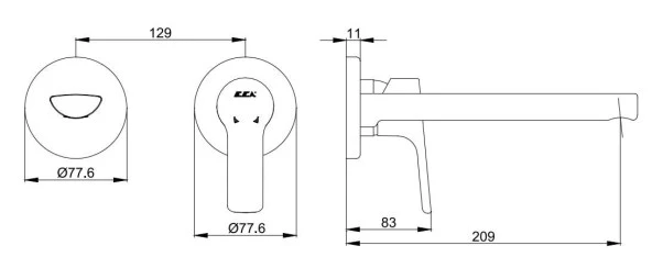 ECA Luna Ankastre Lavabo Bataryası Sıva Üstü Ve Sıva Altı Grubu Çift Rozet - Resim 5