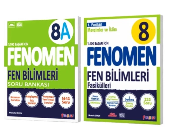 FENOMEN YAYINLARI 8. SINIF Fen Bilimleri A Soru Bankası + Fen Bilimleri 1. Fasikül (Mevsimler Ve İklim)(2 KİTAP)