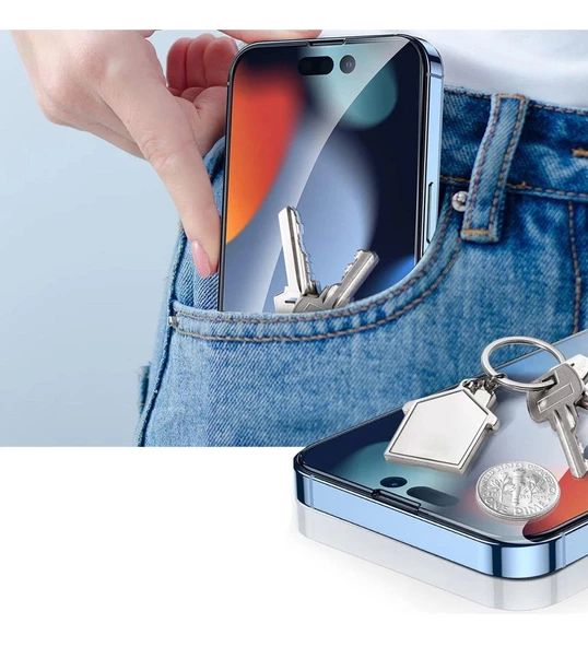 İphone 15 Plus Ve 15 Pro Max Uyumlu Tam Kaplayan Ultra HD Ekran Koruyucu Temperli Cam - Resim 4