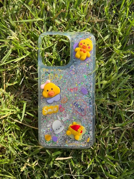 İphone 14 Plus Uyumlu Sulu Simli Karakterli Telefon Kılıfı - Resim 5