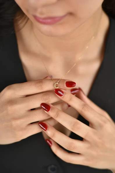 ÇG Kly214 C Harfi Altın Kolye - 3