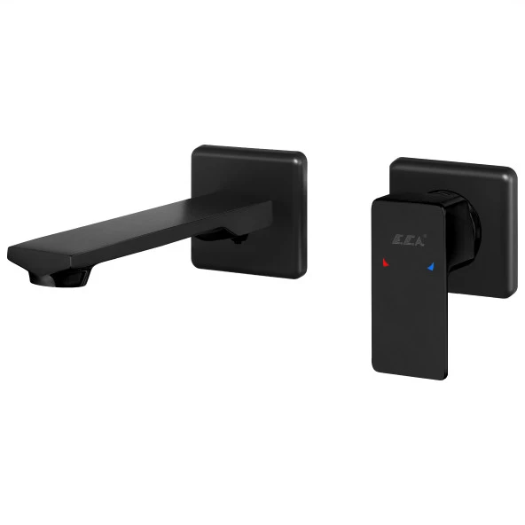 ECA Royal Ankastre Lavabo Bataryası Sıva Üstü Ve Sıva Altı Grubu Çift Rozet Mat Siyah - Resim 2